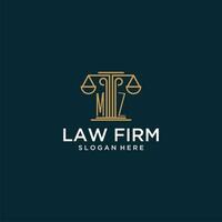 MZ initial monogram logo for lawfirm with scale vector design