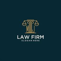 MJ initial monogram logo for lawfirm with scale vector design