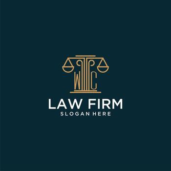 WC initial monogram logo for lawfirm with scale vector design