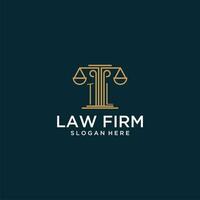 TL initial monogram logo for lawfirm with scale vector design
