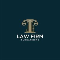 JR initial monogram logo for lawfirm with scale vector design