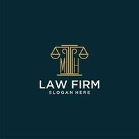 MH initial monogram logo for lawfirm with scale vector design