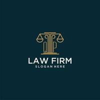 QP initial monogram logo for lawfirm with scale vector design