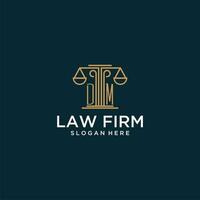 DM initial monogram logo for lawfirm with scale vector design