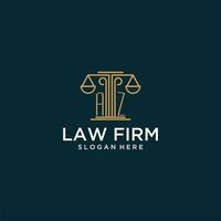 AZ initial monogram logo for lawfirm with scale vector design