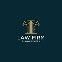 DR initial monogram logo for lawfirm with scale vector design