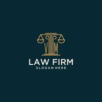 VM initial monogram logo for lawfirm with scale vector design