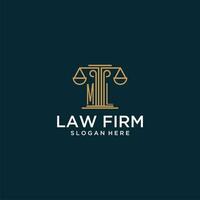 ML initial monogram logo for lawfirm with scale vector design