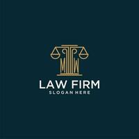 MW initial monogram logo for lawfirm with scale vector design