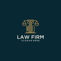 MO initial monogram logo for lawfirm with scale vector design