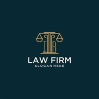 IR initial monogram logo for lawfirm with scale vector design