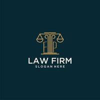 FP initial monogram logo for lawfirm with scale vector design
