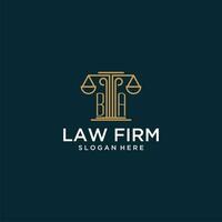 BA initial monogram logo for lawfirm with scale vector design