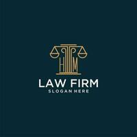 HM initial monogram logo for lawfirm with scale vector design