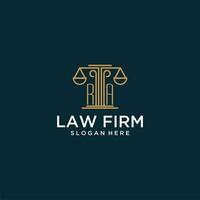 RA initial monogram logo for lawfirm with scale vector design