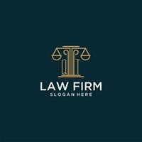 QT initial monogram logo for lawfirm with scale vector design