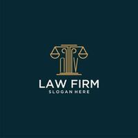 NV initial monogram logo for lawfirm with scale vector design