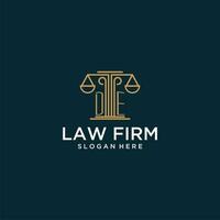 DE initial monogram logo for lawfirm with scale vector design