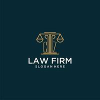 CZ initial monogram logo for lawfirm with scale vector design