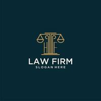 HF initial monogram logo for lawfirm with scale vector design