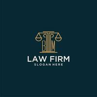 BM initial monogram logo for lawfirm with scale vector design