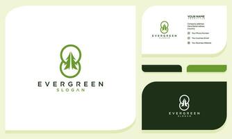 pine evergreen fir hemlock spruce conifer cedar coniferous cypress larch trees silhouette logo design and business card vector