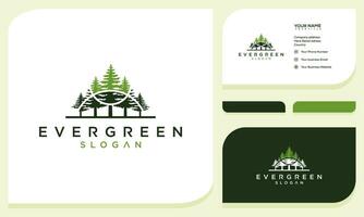 pine evergreen fir hemlock spruce conifer cedar coniferous cypress larch trees silhouette logo design and business card vector