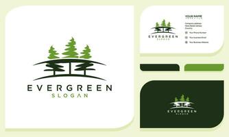 pine evergreen fir hemlock spruce conifer cedar coniferous cypress larch trees silhouette logo design and business card vector