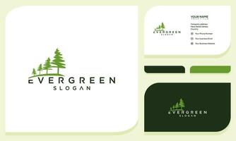 pine evergreen fir hemlock spruce conifer cedar coniferous cypress larch trees silhouette logo design and business card vector