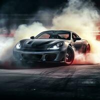 sport car on the race track, extreme car race concept photo