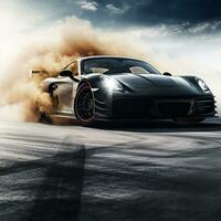 sport car on the race track, extreme car race concept photo