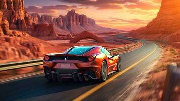 sports car on the road with motion blur photo