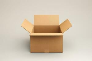 Open cardboard box mockup on a white background photo