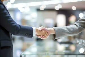 man hand shaking with business man photo