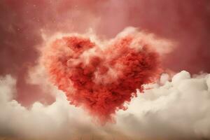 Heart shaped cloud against blue sky with white clouds photo