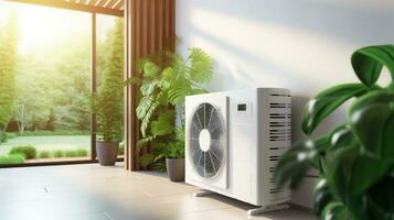 Modern air conditioner in room photo