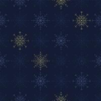 Seamless snowflake pattern in blue and gold, snowflake line geometric shapes, ideal for winter and Christmas themed designs. Not AI generated. vector