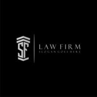 SF initial monogram logo lawfirm with pillar design vector