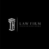 TH initial monogram logo lawfirm with pillar design vector