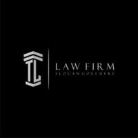 TL initial monogram logo lawfirm with pillar design vector