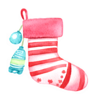 AI generated Christmas stocking watercolor clipart png