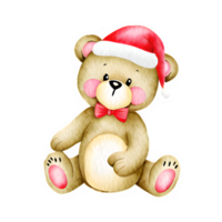 ai generado acuarela osito de peluche oso vistiendo un Papa Noel sombrero png