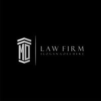 MO initial monogram logo lawfirm with pillar design vector