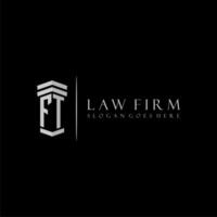 FT initial monogram logo lawfirm with pillar design vector