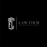 FL initial monogram logo lawfirm with pillar design vector