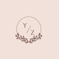 YZ initial monogram wedding with creative circle line vector