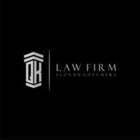 QK initial monogram logo lawfirm with pillar design vector