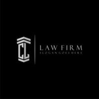 CL initial monogram logo lawfirm with pillar design vector