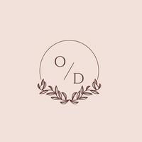 OD initial monogram wedding with creative circle line vector