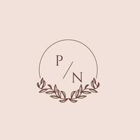 PN initial monogram wedding with creative circle line vector